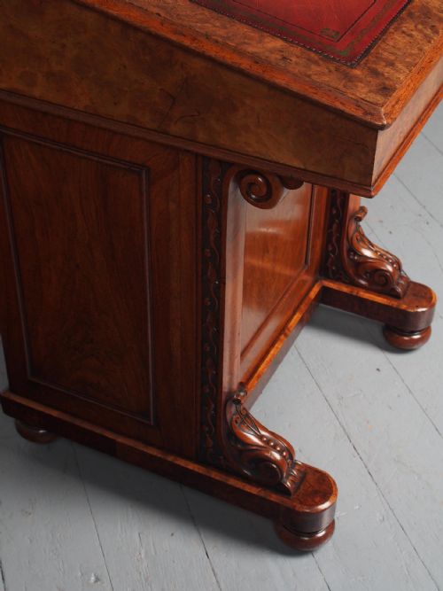 ANTIQUE EARLY VICTORIAN BURR WALNUT DAVENPORT DESK - ADDITIONAL PHOTO 5