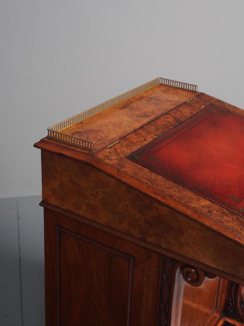 ANTIQUE EARLY VICTORIAN BURR WALNUT DAVENPORT DESK - ADDITIONAL PHOTO 6