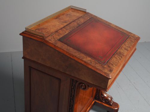 ANTIQUE EARLY VICTORIAN BURR WALNUT DAVENPORT DESK - ADDITIONAL PHOTO 7