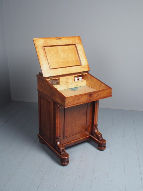 ANTIQUE EARLY VICTORIAN BURR WALNUT DAVENPORT DESK - ADDITIONAL PHOTO 8