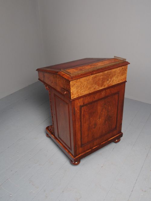 ANTIQUE EARLY VICTORIAN BURR WALNUT DAVENPORT DESK - ADDITIONAL PHOTO 14