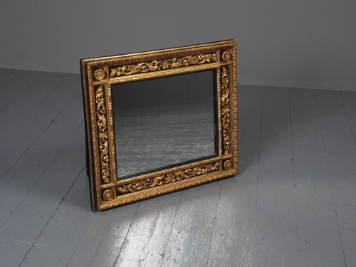 Antique Gilded and Ebonised Rectangular Wall Mirror