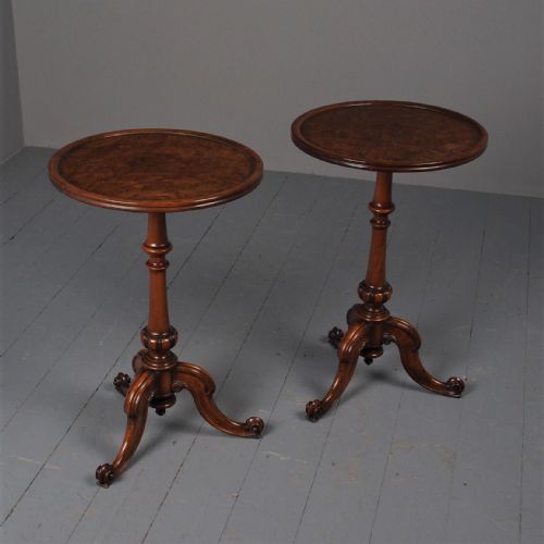 Antique Pair of Burr Walnut Occasional Tables
