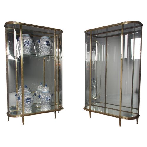 Antique Pair of Cast Brass Display Cabinets by Siegel, Paris