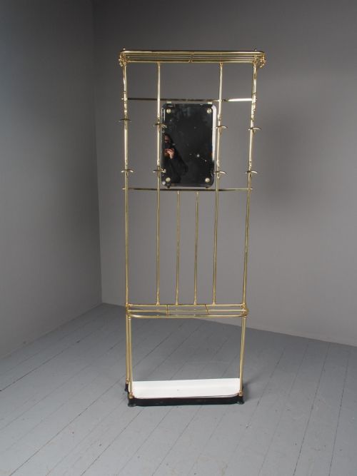 ANTIQUE VICTORIAN CAST BRASS HALL STAND - ADDITIONAL PHOTO 2