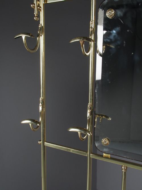 ANTIQUE VICTORIAN CAST BRASS HALL STAND - ADDITIONAL PHOTO 4