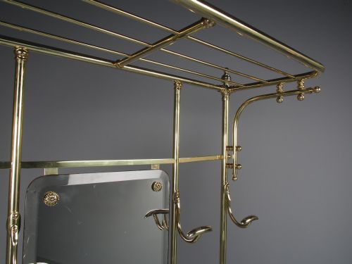 ANTIQUE VICTORIAN CAST BRASS HALL STAND - ADDITIONAL PHOTO 9