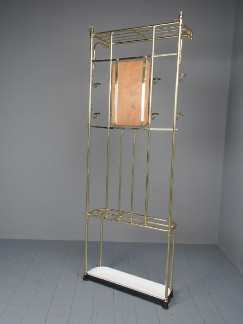 ANTIQUE VICTORIAN CAST BRASS HALL STAND - ADDITIONAL PHOTO 13