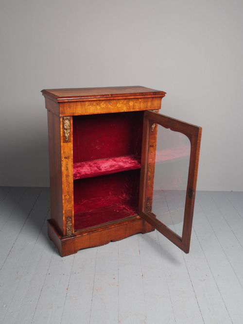 ANTIQUE MARQUETRY INLAID WALNUT PIER CABINET - ADDITIONAL PHOTO 2