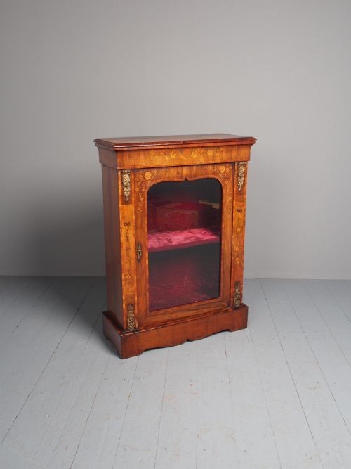 ANTIQUE MARQUETRY INLAID WALNUT PIER CABINET - ADDITIONAL PHOTO 3