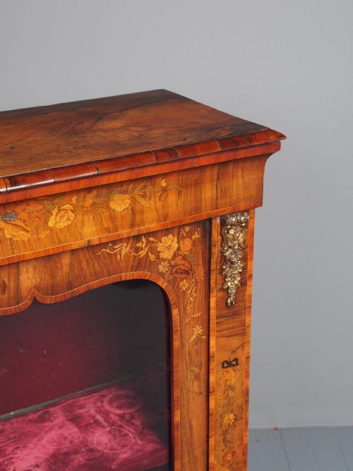 ANTIQUE MARQUETRY INLAID WALNUT PIER CABINET - ADDITIONAL PHOTO 5