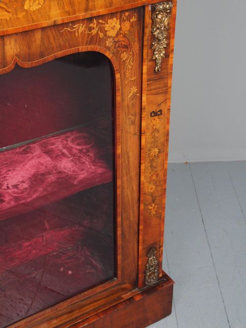 ANTIQUE MARQUETRY INLAID WALNUT PIER CABINET - ADDITIONAL PHOTO 6