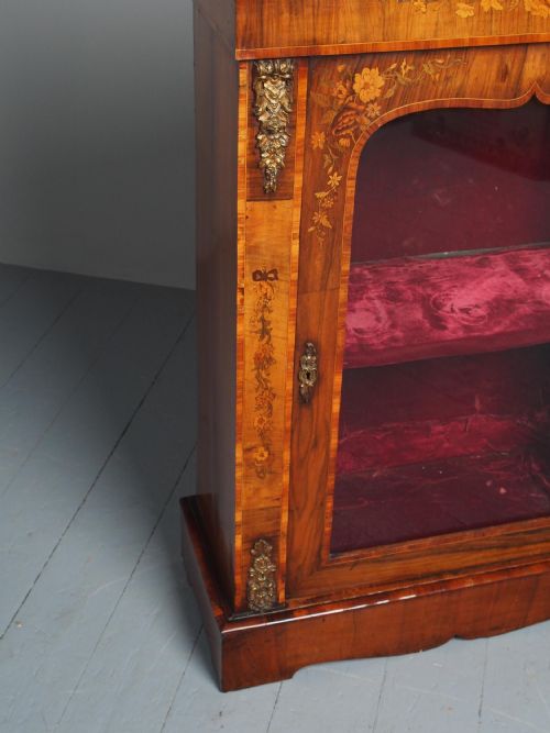 ANTIQUE MARQUETRY INLAID WALNUT PIER CABINET - ADDITIONAL PHOTO 7