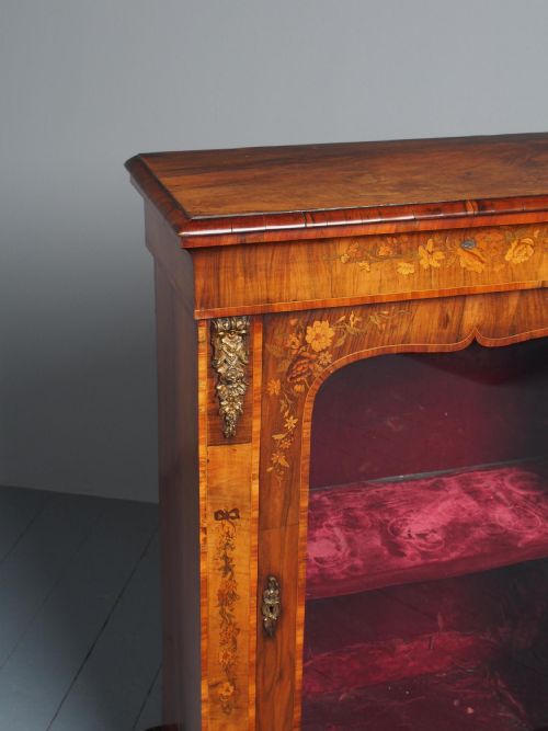 ANTIQUE MARQUETRY INLAID WALNUT PIER CABINET - ADDITIONAL PHOTO 8