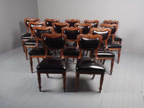 ANTIQUE SET OF 14 WILLIAM IV SCOTTISH OAK DINING CHAIRS - ADDITIONAL PHOTO 1