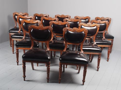 ANTIQUE SET OF 14 WILLIAM IV SCOTTISH OAK DINING CHAIRS - ADDITIONAL PHOTO 2