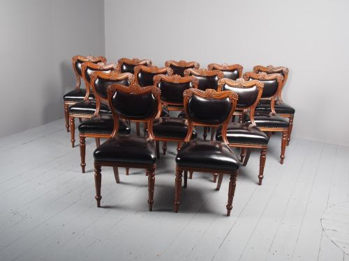 ANTIQUE SET OF 14 WILLIAM IV SCOTTISH OAK DINING CHAIRS - ADDITIONAL PHOTO 3
