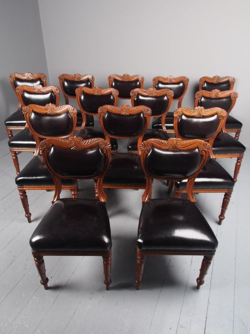 ANTIQUE SET OF 14 WILLIAM IV SCOTTISH OAK DINING CHAIRS - ADDITIONAL PHOTO 4