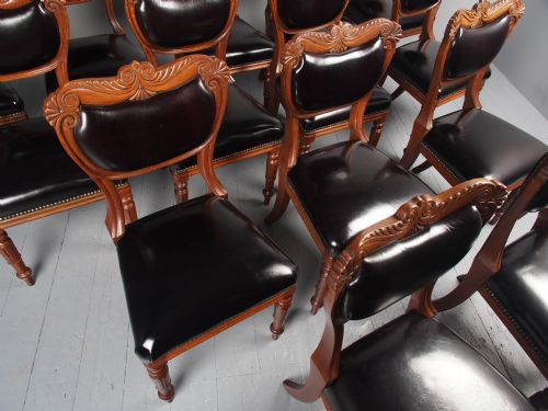 ANTIQUE SET OF 14 WILLIAM IV SCOTTISH OAK DINING CHAIRS - ADDITIONAL PHOTO 10