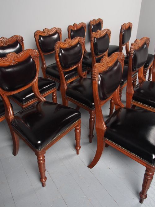 ANTIQUE SET OF 14 WILLIAM IV SCOTTISH OAK DINING CHAIRS - ADDITIONAL PHOTO 11