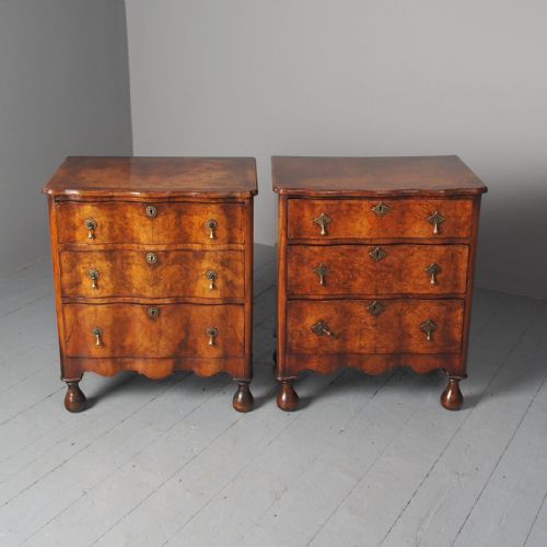 Antique Matched Pair of Walnut Chest of Drawers