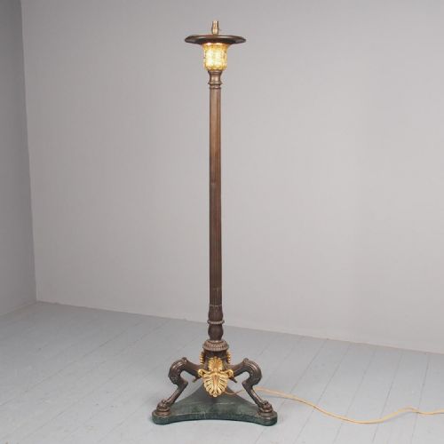 Antique Gilded Bronze and Marble Standard Lamp