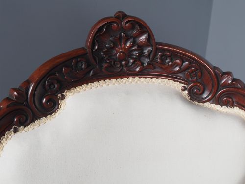 ANTIQUE SET OF 4 CARVED MAHOGANY ARMCHAIRS - ADDITIONAL PHOTO 11