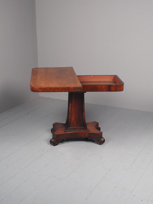 ANTIQUE WILLIAM IV ROSEWOOD FOLDOVER TEA TABLE - ADDITIONAL PHOTO 1