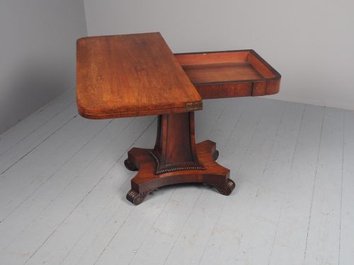 ANTIQUE WILLIAM IV ROSEWOOD FOLDOVER TEA TABLE - ADDITIONAL PHOTO 2