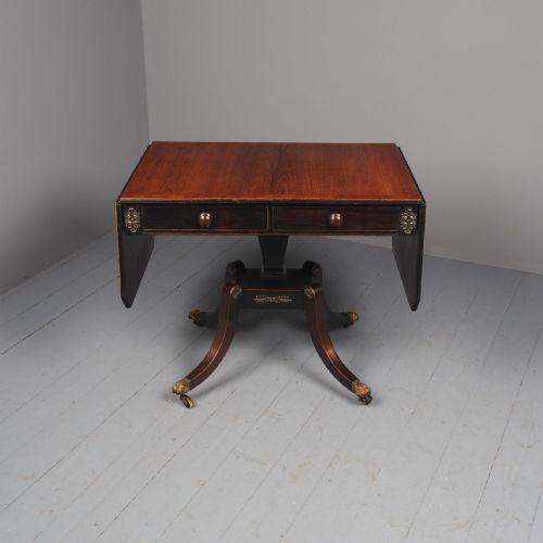 ANTIQUE REGENCY INLAID ROSEWOOD SOFA TABLE