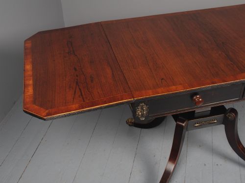 ANTIQUE REGENCY INLAID ROSEWOOD SOFA TABLE - ADDITIONAL PHOTO 3