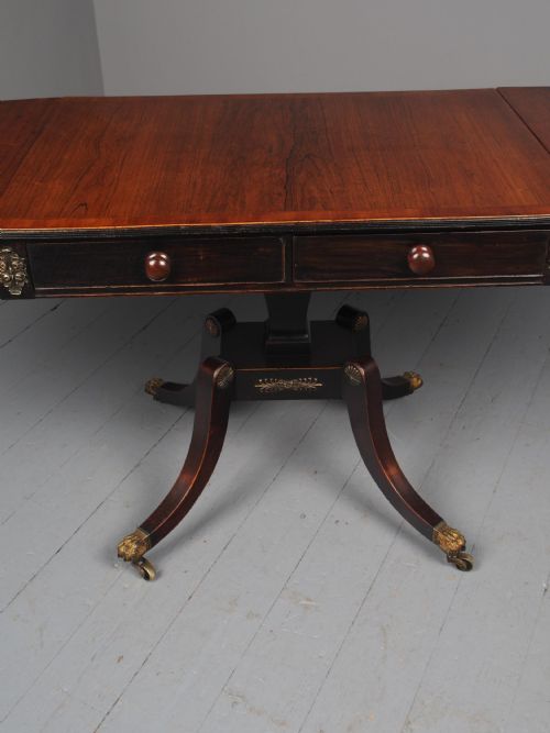 ANTIQUE REGENCY INLAID ROSEWOOD SOFA TABLE - ADDITIONAL PHOTO 6