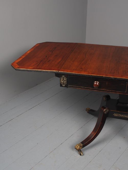 ANTIQUE REGENCY INLAID ROSEWOOD SOFA TABLE - ADDITIONAL PHOTO 7