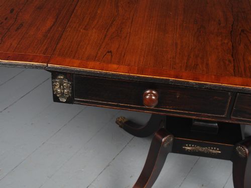 ANTIQUE REGENCY INLAID ROSEWOOD SOFA TABLE - ADDITIONAL PHOTO 10