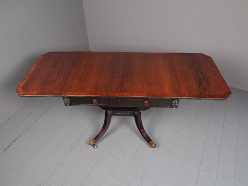 ANTIQUE REGENCY INLAID ROSEWOOD SOFA TABLE - ADDITIONAL PHOTO 11