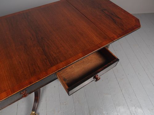 ANTIQUE REGENCY INLAID ROSEWOOD SOFA TABLE - ADDITIONAL PHOTO 12
