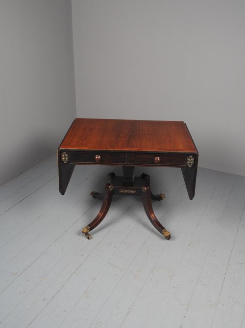 ANTIQUE REGENCY INLAID ROSEWOOD SOFA TABLE - ADDITIONAL PHOTO 13