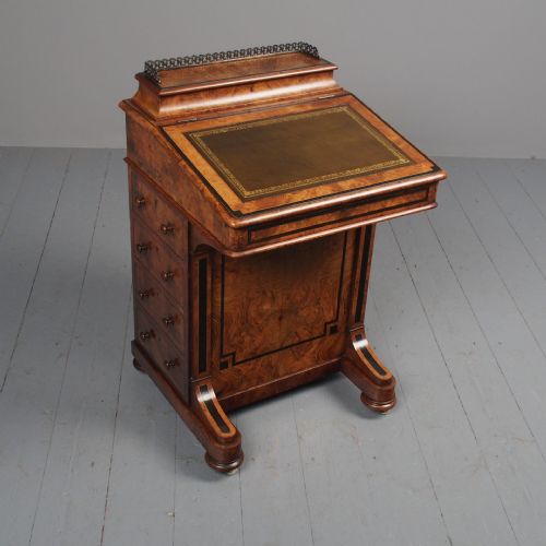 Victorian Inlaid Burr Walnut Davenport by Johnson & Appleyard