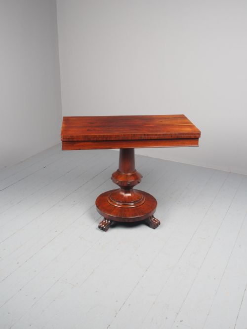 ANTIQUE WILLIAM IV ROSEWOOD FOLDOVER TEA TABLE - ADDITIONAL PHOTO 1