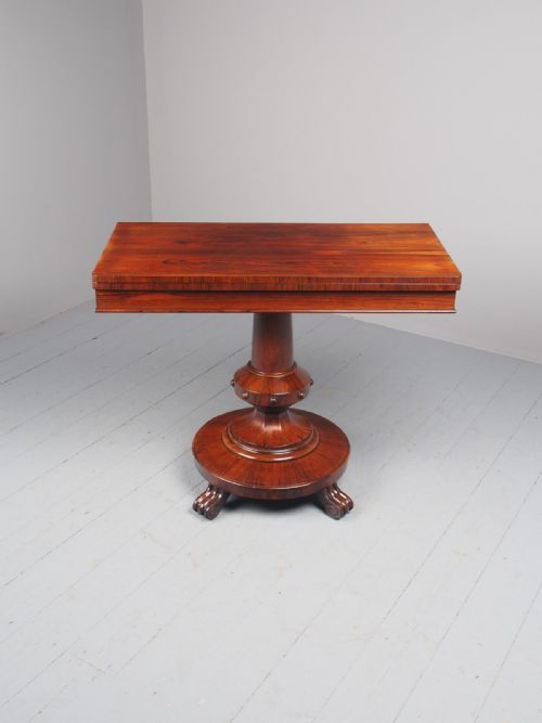 ANTIQUE WILLIAM IV ROSEWOOD FOLDOVER TEA TABLE - ADDITIONAL PHOTO 2