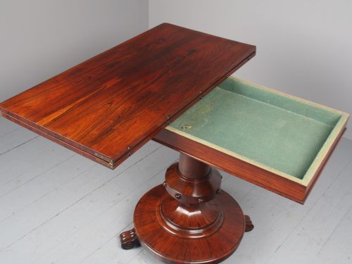 ANTIQUE WILLIAM IV ROSEWOOD FOLDOVER TEA TABLE - ADDITIONAL PHOTO 4