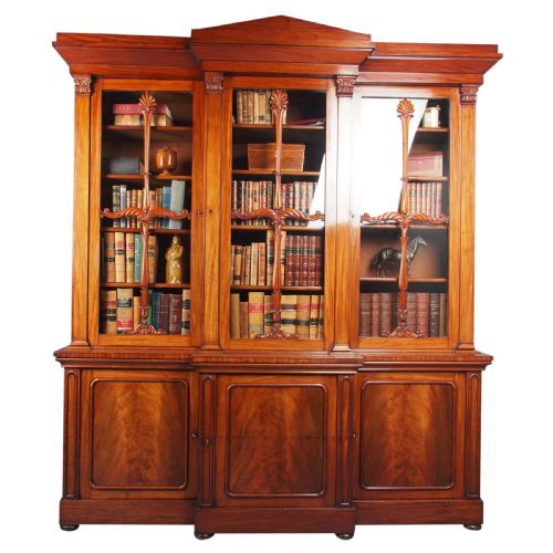 Antique George IV Mahogany Breakfront Library Bookcase