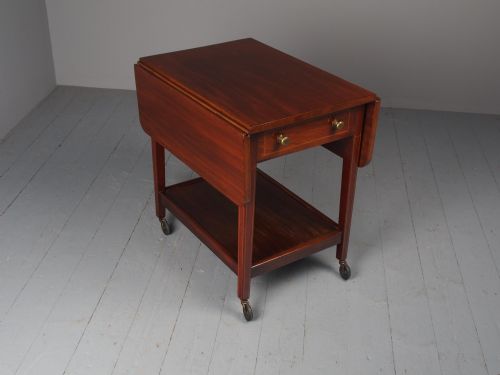 ANTIQUE INLAID MAHOGANY DROPLEAF TROLLEY - ADDITIONAL PHOTO 1