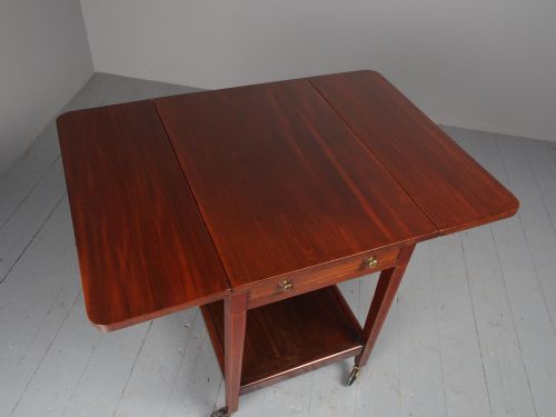 ANTIQUE INLAID MAHOGANY DROPLEAF TROLLEY - ADDITIONAL PHOTO 5