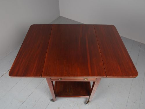 ANTIQUE INLAID MAHOGANY DROPLEAF TROLLEY - ADDITIONAL PHOTO 6