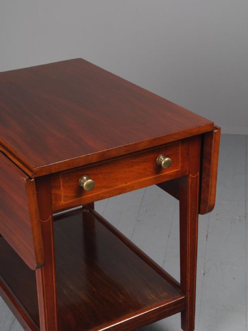 ANTIQUE INLAID MAHOGANY DROPLEAF TROLLEY - ADDITIONAL PHOTO 7