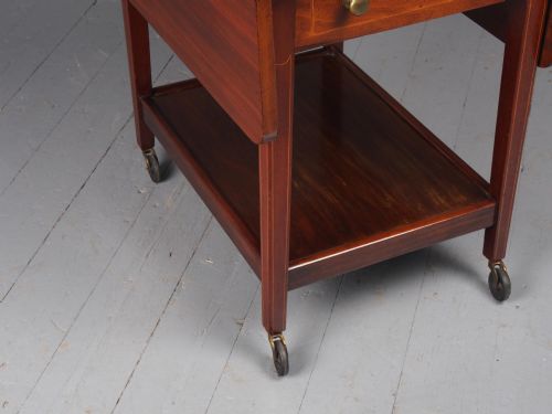 ANTIQUE INLAID MAHOGANY DROPLEAF TROLLEY - ADDITIONAL PHOTO 9