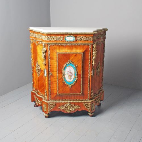 ANTIQUE LOUIS XVI STYLE KINGWOOD AND MARBLE CABINET
