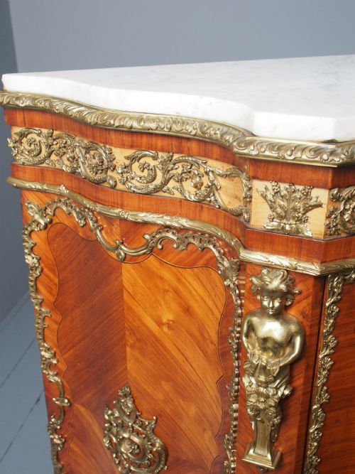 ANTIQUE LOUIS XVI STYLE KINGWOOD AND MARBLE CABINET - ADDITIONAL PHOTO 3