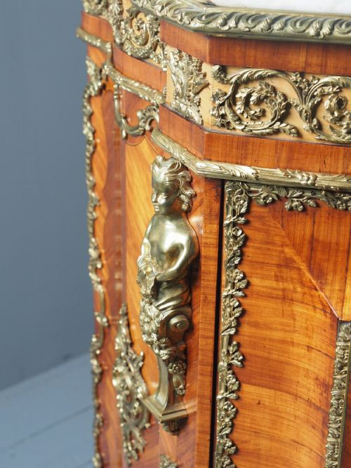 ANTIQUE LOUIS XVI STYLE KINGWOOD AND MARBLE CABINET - ADDITIONAL PHOTO 4